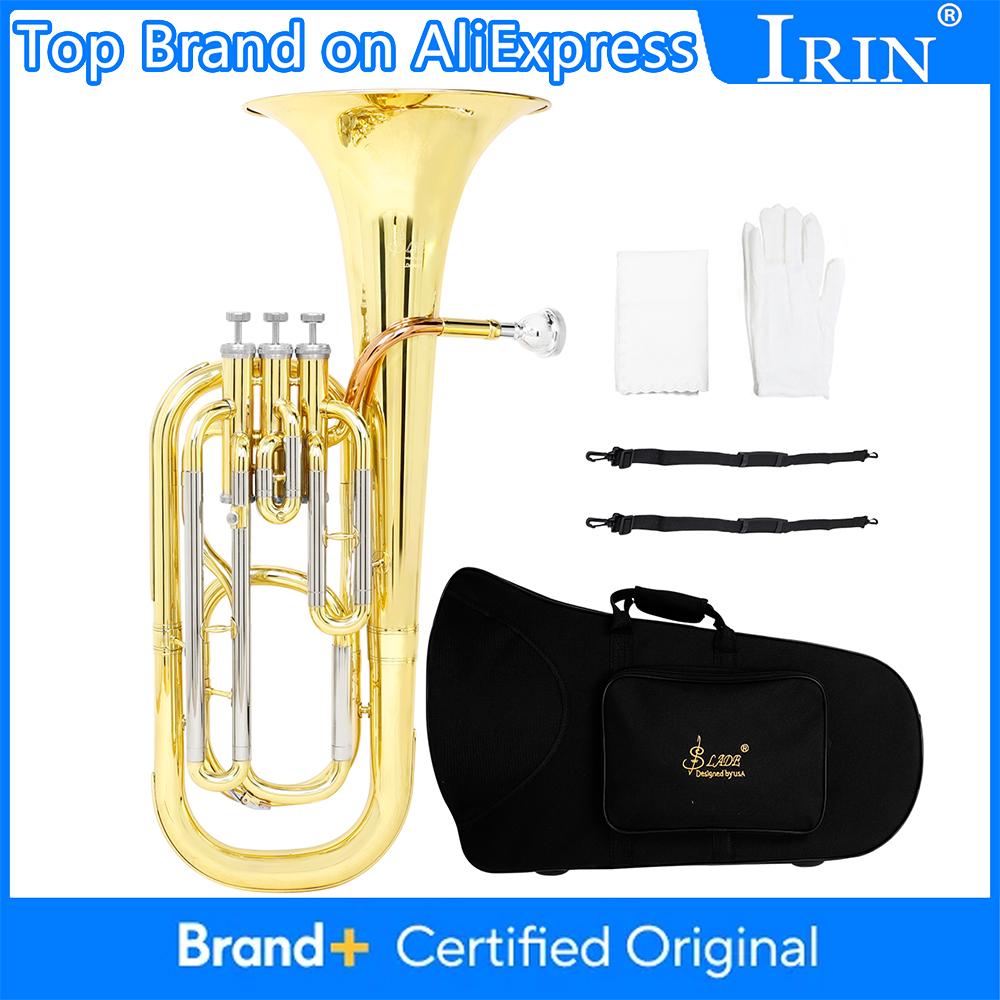 Bb Flat Tenor Horn 3-key Vertical Key Tenor Horn Bb White copper+Brass Tube Pro Tenor Baritone with Case Gloves Back Straps