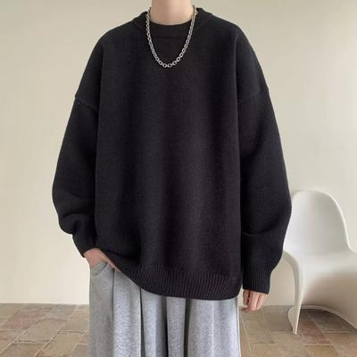 Sweater Men's Autumn and Winter Loose and Lazy Style High-Grade Japanese-Style Retro Solid Color Inner Wear Bottoming Sweater Fashion Brand