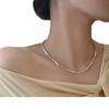 S925 Silver Freshwater Pearl Necklace: Elegant Baroque Toothpick Clavicle Chain for Women.