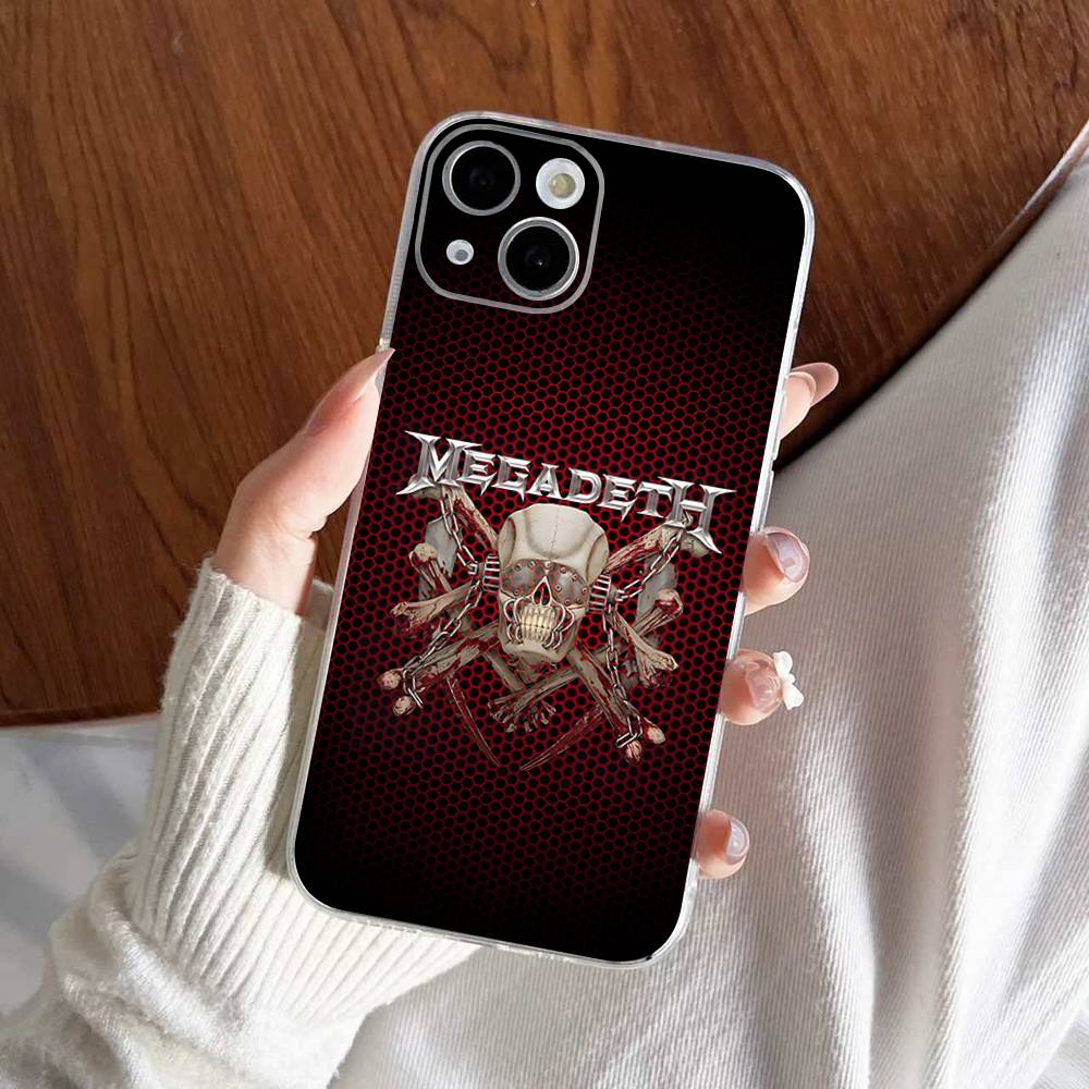 M-Megadeth Logo For IPhone 11 12 13 14 15 16 17 Pro Max Plus 13 Mini Silicone Soft Transparent Back