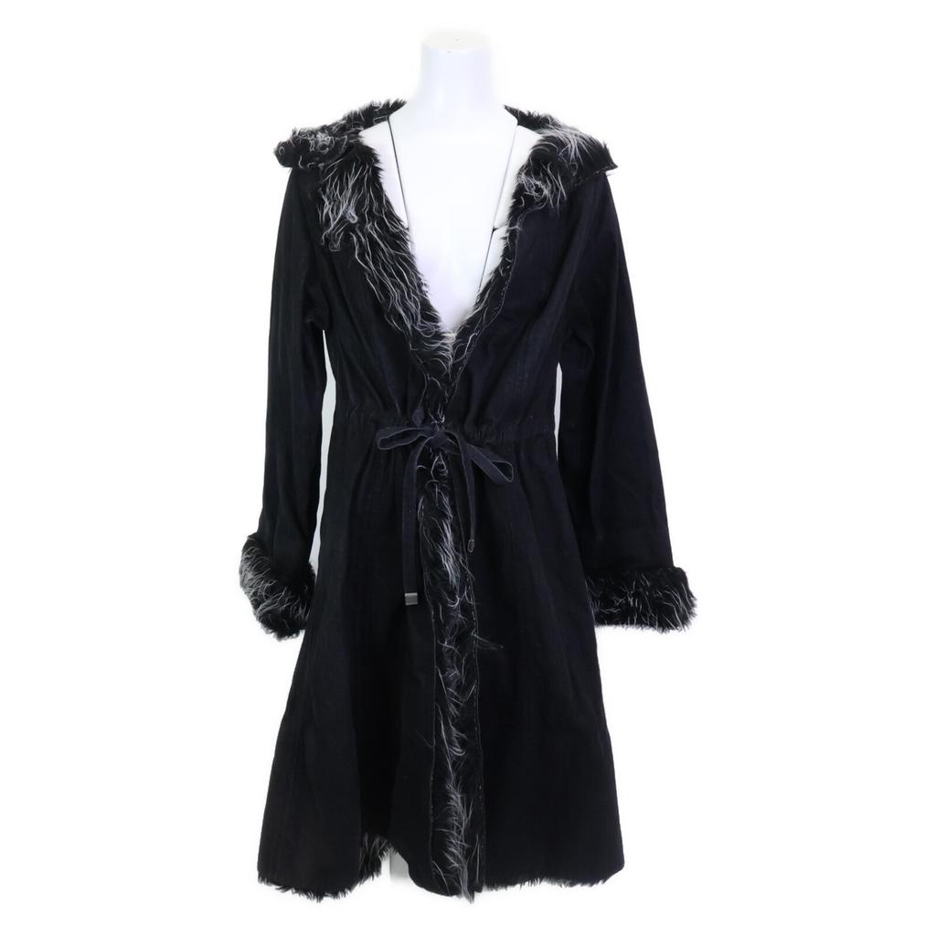 Chanel [Domestic Regular] 02A P20193 Fur Denim Coat 36 blackUsed