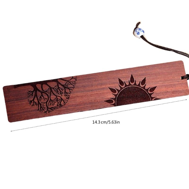 Wood Bookmarks, Unique Vintage Bookmarks Handmade Wood Page Mark Engraved Book Marks with Pendant for Book Lovers Gift