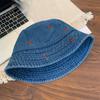 Chapeau de pêcheur en jean à broderies florales Fashion Large Bord Pliable Chapeau seau pour femme Protection Solaire Chapeau de soleil de plage Extérieur