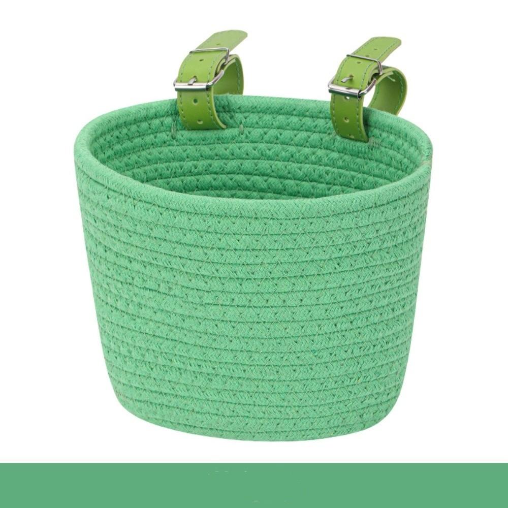 Cute with Rope Handle Bicycle Basket Removable Solid Color Bike Carrier Bag Large Capacity Storage Basket Bike