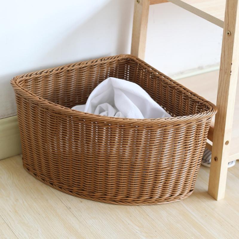 Tragbarer Eckkorb aus Kunststoff Belüftetes Regal Organizer Aufbewahrungsbox Ideal für Handtücher Kleidung und Haushaltsgegenstände