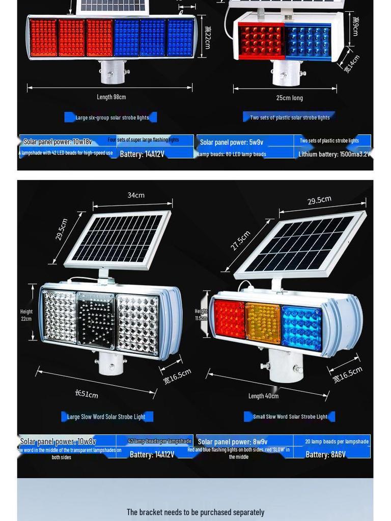 Dual-Sided LED Strobe Traffic Warning Light for Road Construction (Red & Blue)