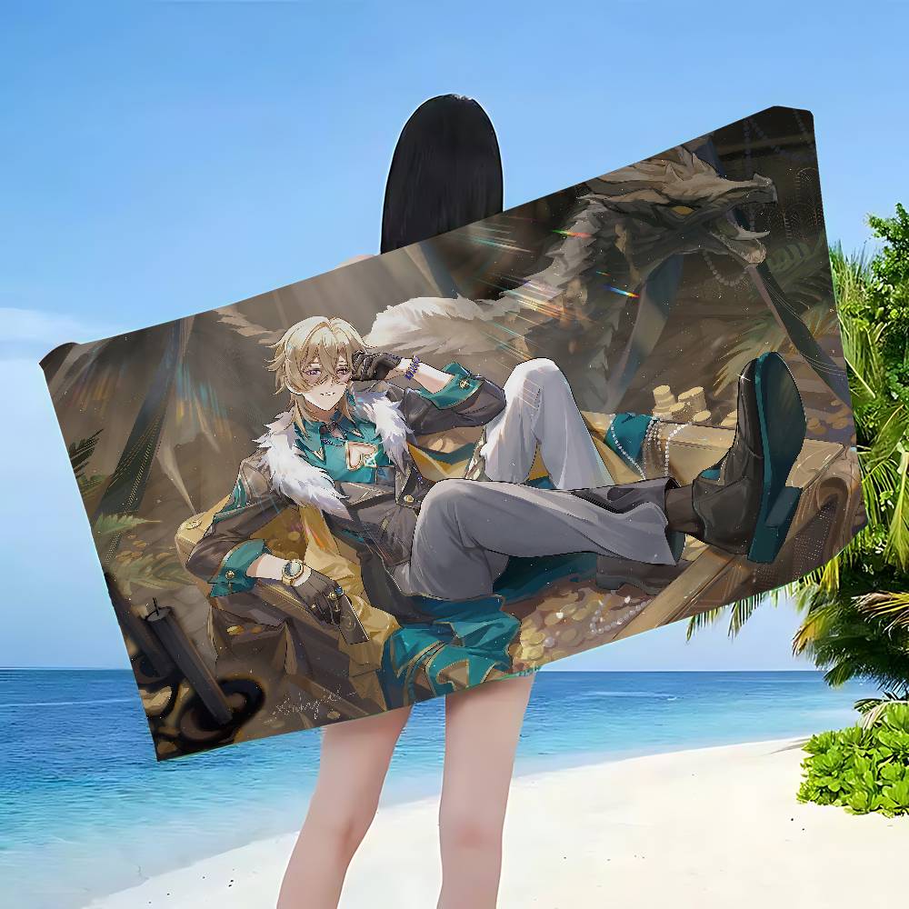 Game Honkai Star Rail aventurine Bath Towel Microfiber Soft Water Absorbing Breathable For Girl Kids Cartoon Beach Towel
