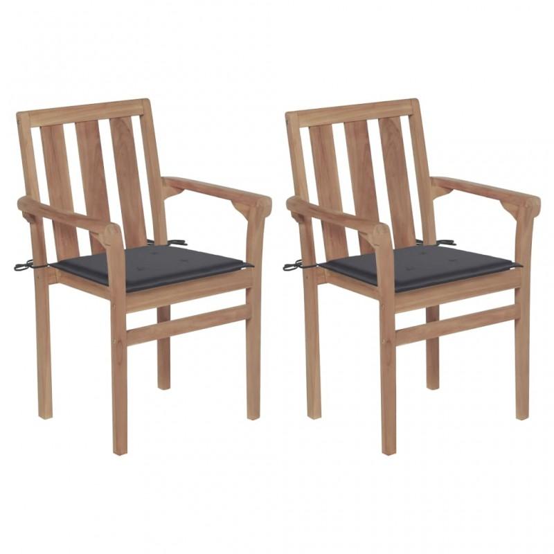 Day and Night - Day and Night Garden Chairs 2 Units with Anthracite Teak Wood Cushions