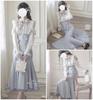 Young Lady Lolita Blouse and Skirt Set French Girly Fashion Stylish Winter Light Blue Size M [KALAOK] - - - Spring, Summer, Autumn, - -