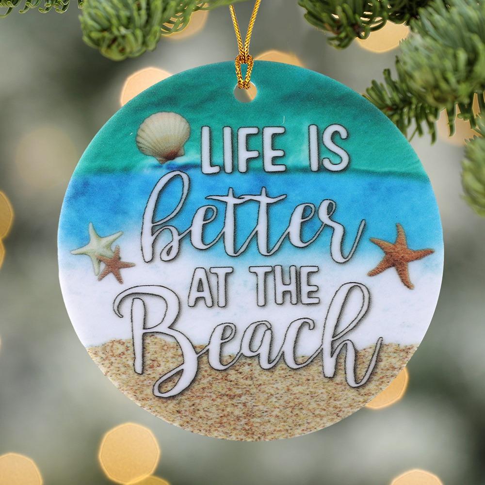 

2D Beach Pendant: Living on the beach is better. Wall/window decor & gift.