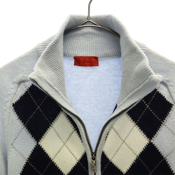 Pringle of Scotland wool Argyle Pattern Knit jacket S Blue Women Used