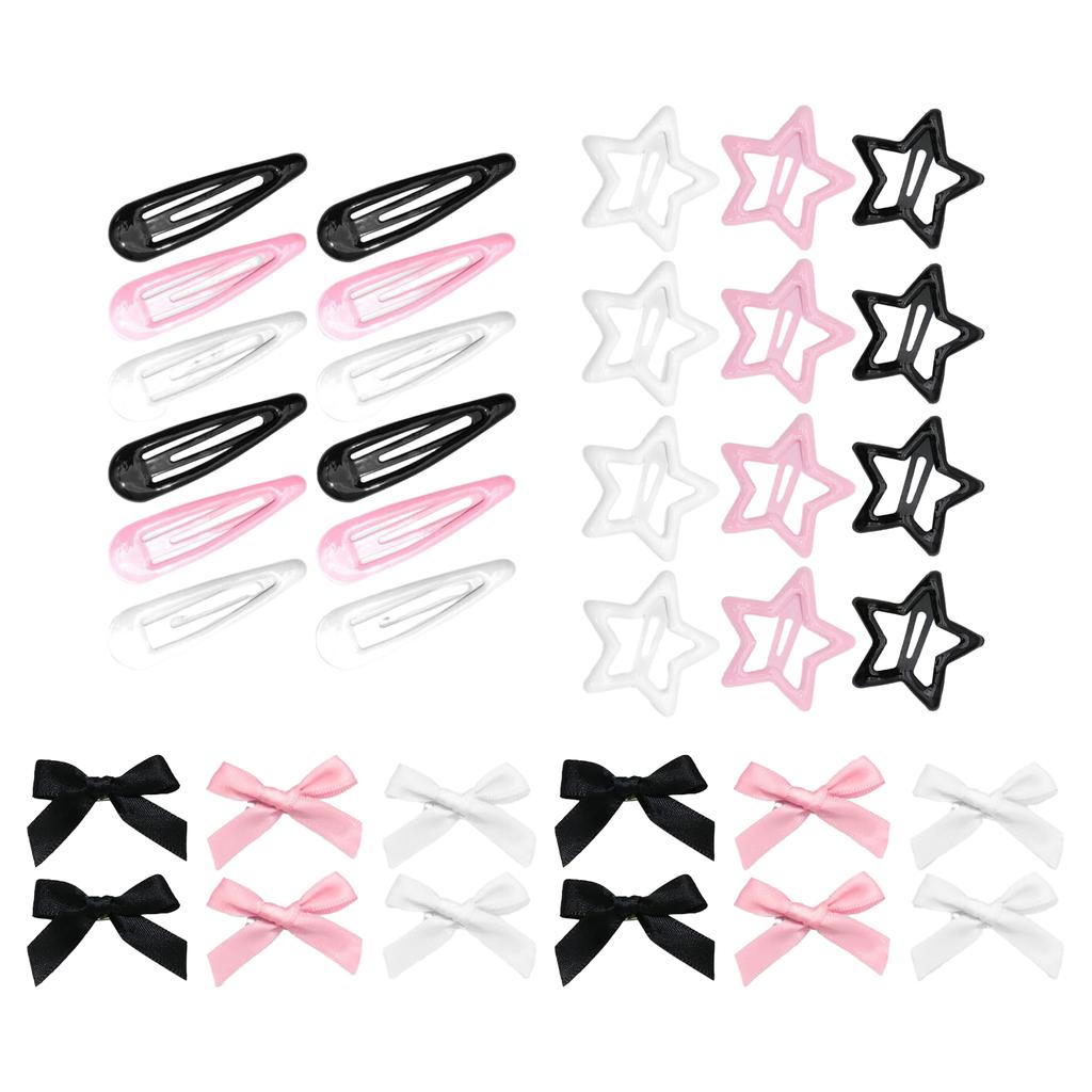 36pcs BB Hair Barrettes  Duckbill Hair Side Clips with Bow for Woman Girls Birthday Gifts