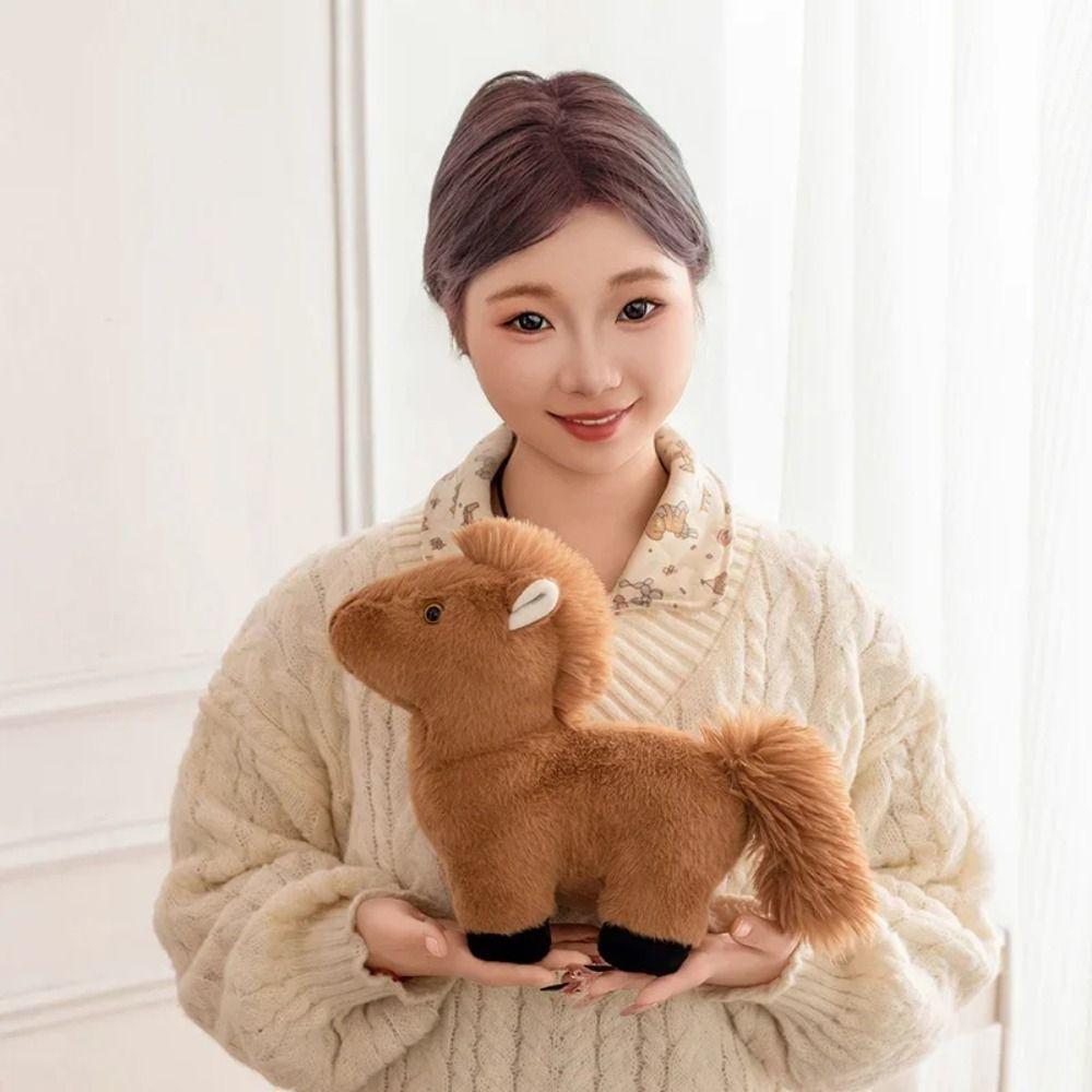Long Mane Foal Plush Doll Simulation Cartoon Horse Stuffed Toy Horse Plush Keychain  Children