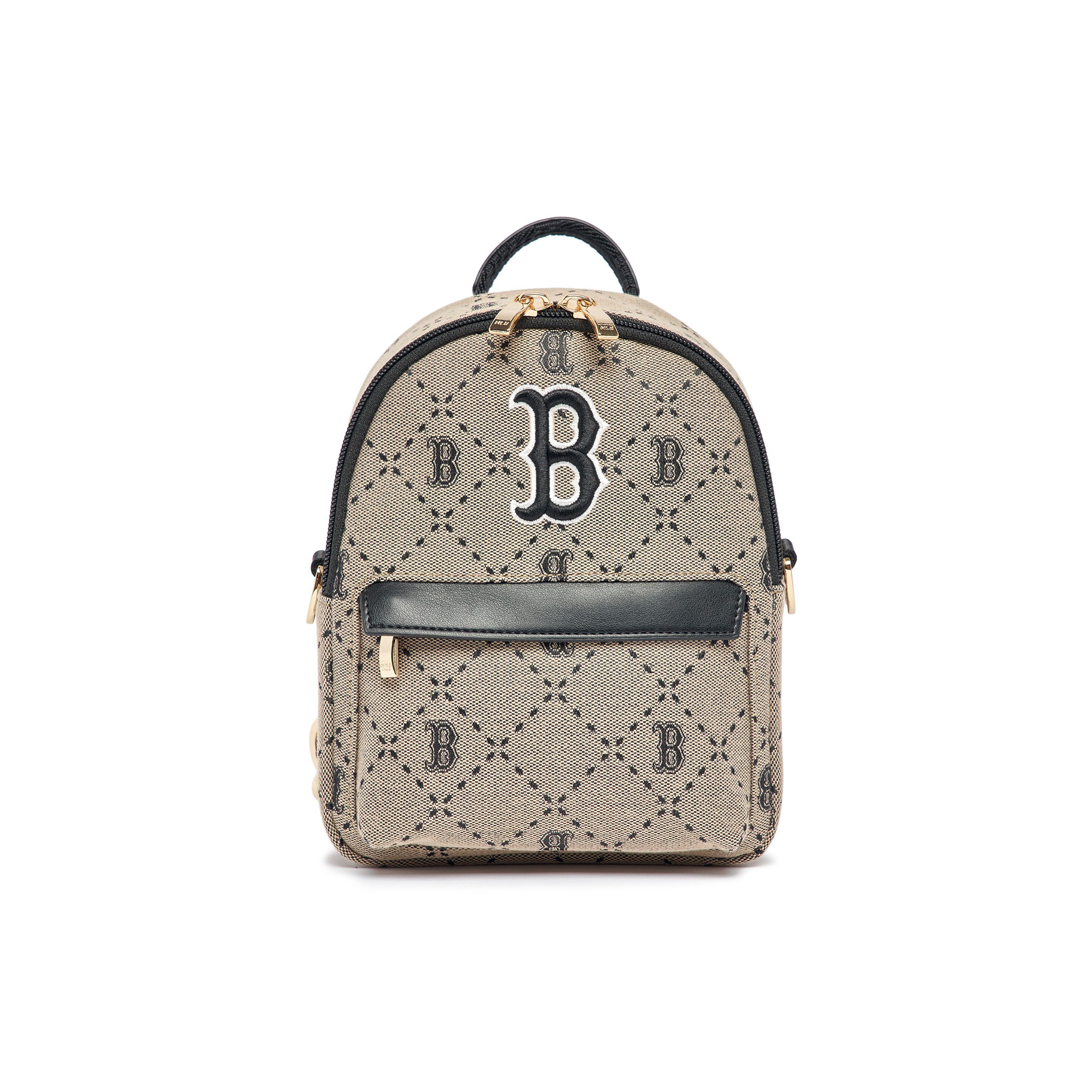

MLB Vintage Diamond Plaid Large Brand Style Polyester And Faux Leather Backpack Mini Women backpack Gray 7ABKMD23N-43BGD Gray