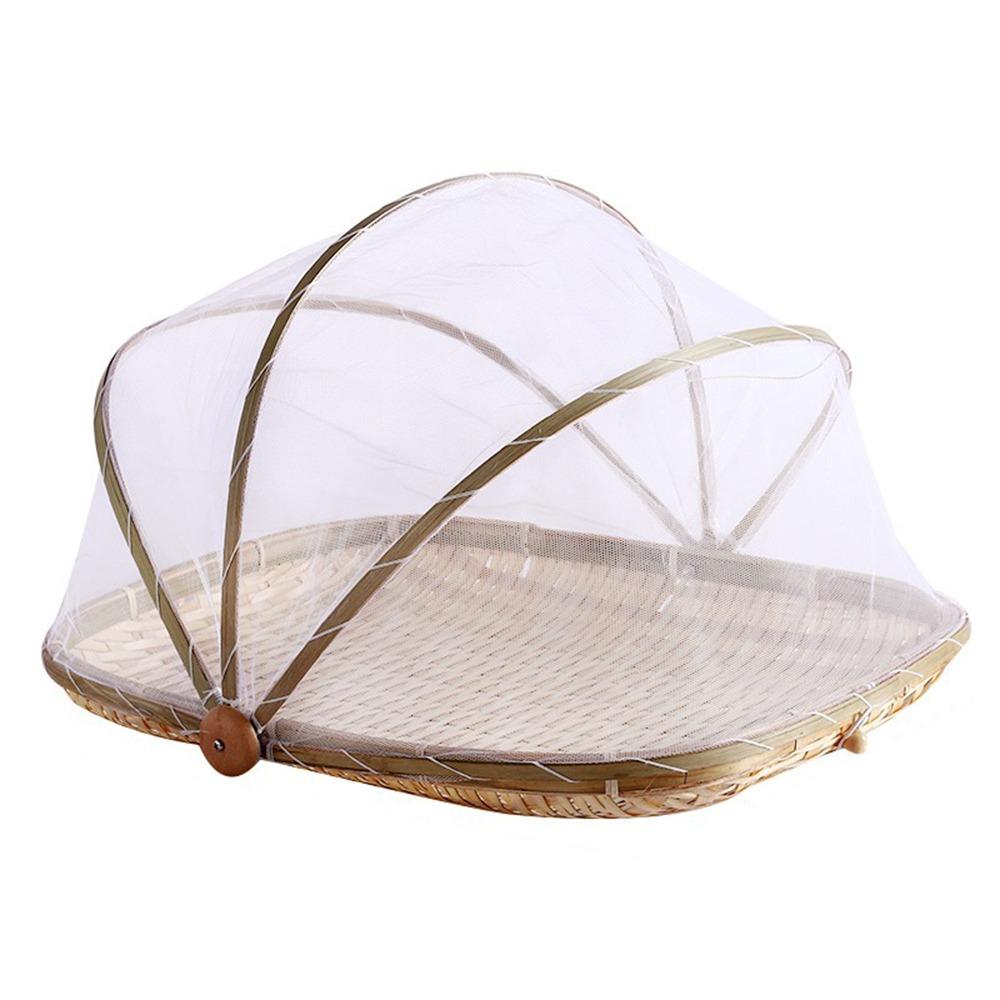 Bamboo Anti-insect Dustproof Basket Reusable Fruit Vegetable Tray Food Storage Basket  Kitchen Tool
