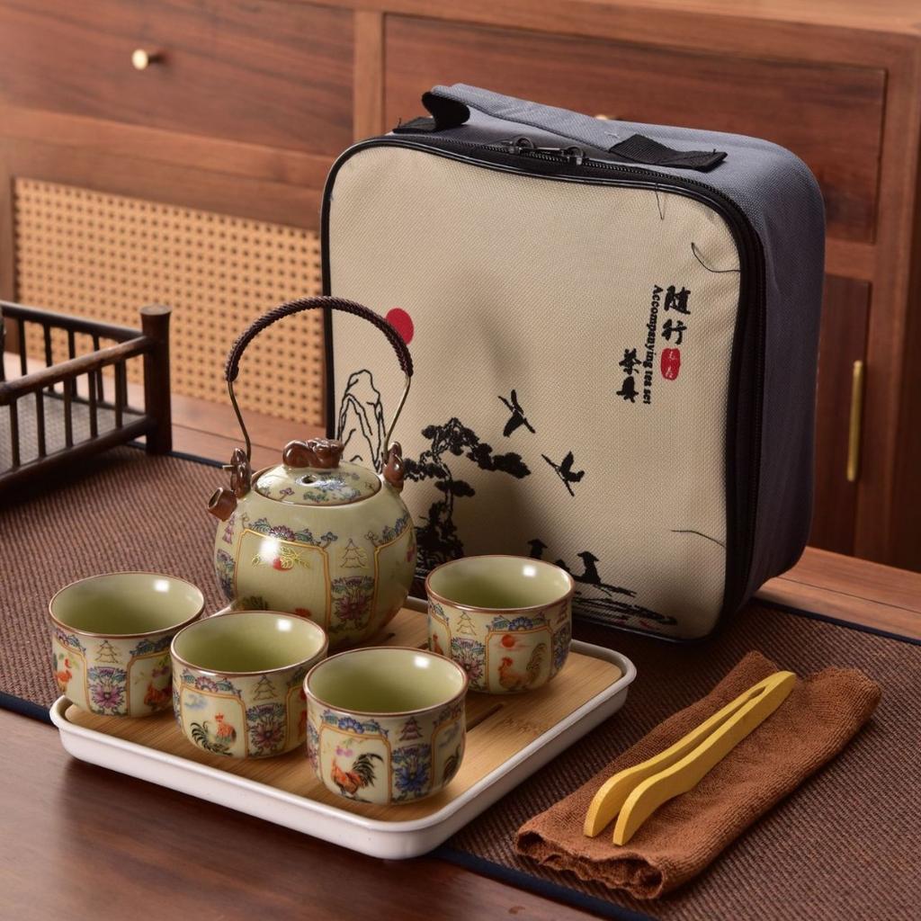 Chinese Kung Fu Travel Tea Set Creative Ceramic Portable Outdoor Travel Teapot Teacup Traditional Tea Ceremony Teaware Gift Box