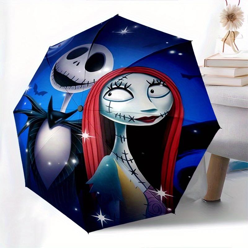 Jack SkellingtonSally Automatisches Öffnungs- und Schließschirm - 8 Rippen Tragbarer Faltregenschirm mit Kunststoffgriff, Geeignet für Freizeit an