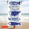 1 Stück Ultra-weiches Mikrofaser-Strandtuch mit lebhaftem Fischmuster-Design - Schnelltrocknend, Ultra-Saugfähig, Winddicht & Sonnenschutz l