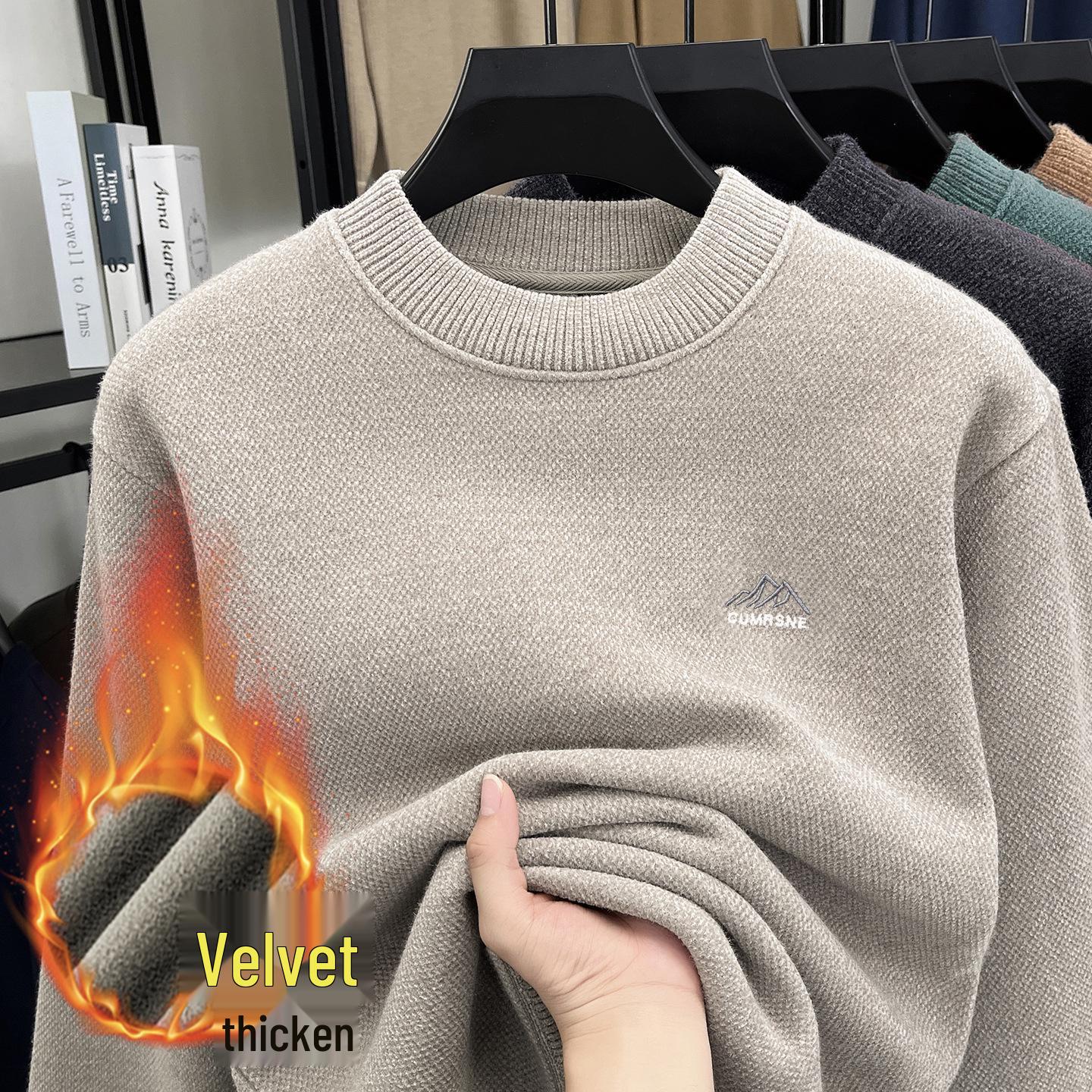 

Men s Heavyweight Mink Velvet Sweater with Fleece, Non-Pilling, Exquisite Embroidery for Autumn/Winter. 165/M for 95-115 lbs
