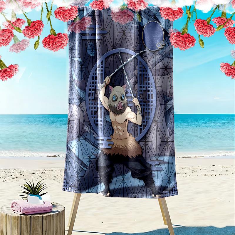 Demon Slayer Print Beach Towel, Large Soft Quick Dry Towel for Beach Camping Swimming