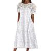Beach Dress Beautiful Lace Stitching Cotton Blend Seaside Party Casual Embroidery Midi Streetwear Costume
