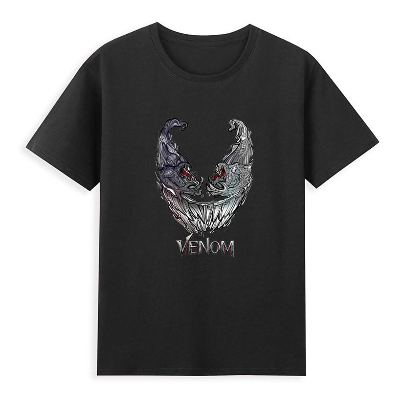 2026 Venom Marvel Peripherals Printed Childrens TShirt Roundneck Pure Cotton Family Clothing for Parents and Children