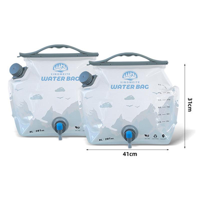 Food Grade 8L Collapsible Water Storage Bag with Tap Spout, Leakproof Portable Outdoor Camping Hiking Emergency Water Container