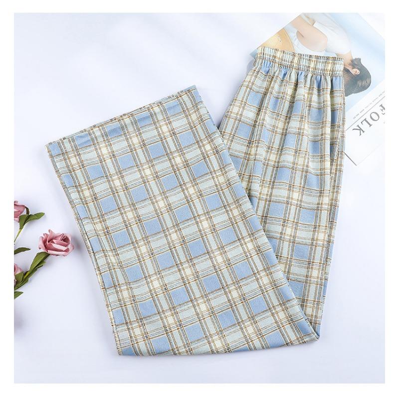 VEZFAA Women's Fashion Casual Plaid Print High Waist Trousers Pants & Capris