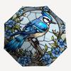 1pc Stained Glass Bird Compact Travel Umbrella, Automatic Folding Lightweight Windproof 8-Bone Reinforced Design,012119