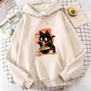Funny Black Ramen Cat Japanese Anime Style Design Printed Hoodie Fleece Sweatshirt Soft Graphic Pullover Casual Clothes
