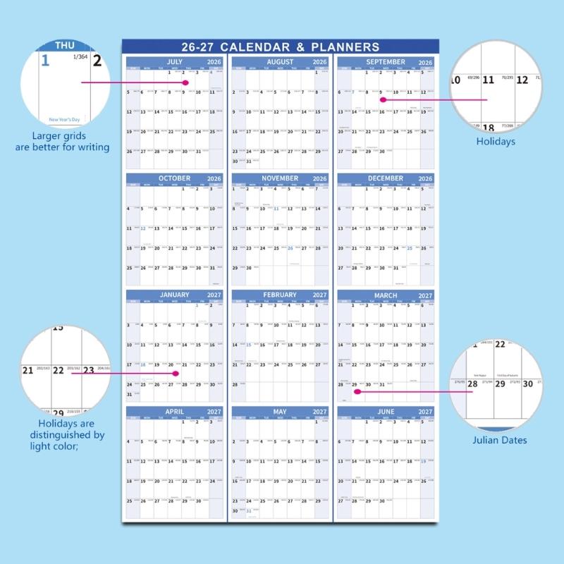 Calendario de Pared Doble Cara 2026 Planificador Anual de 12 Meses Calendario Borrable en Seco Calendario Mensual Para Planificación