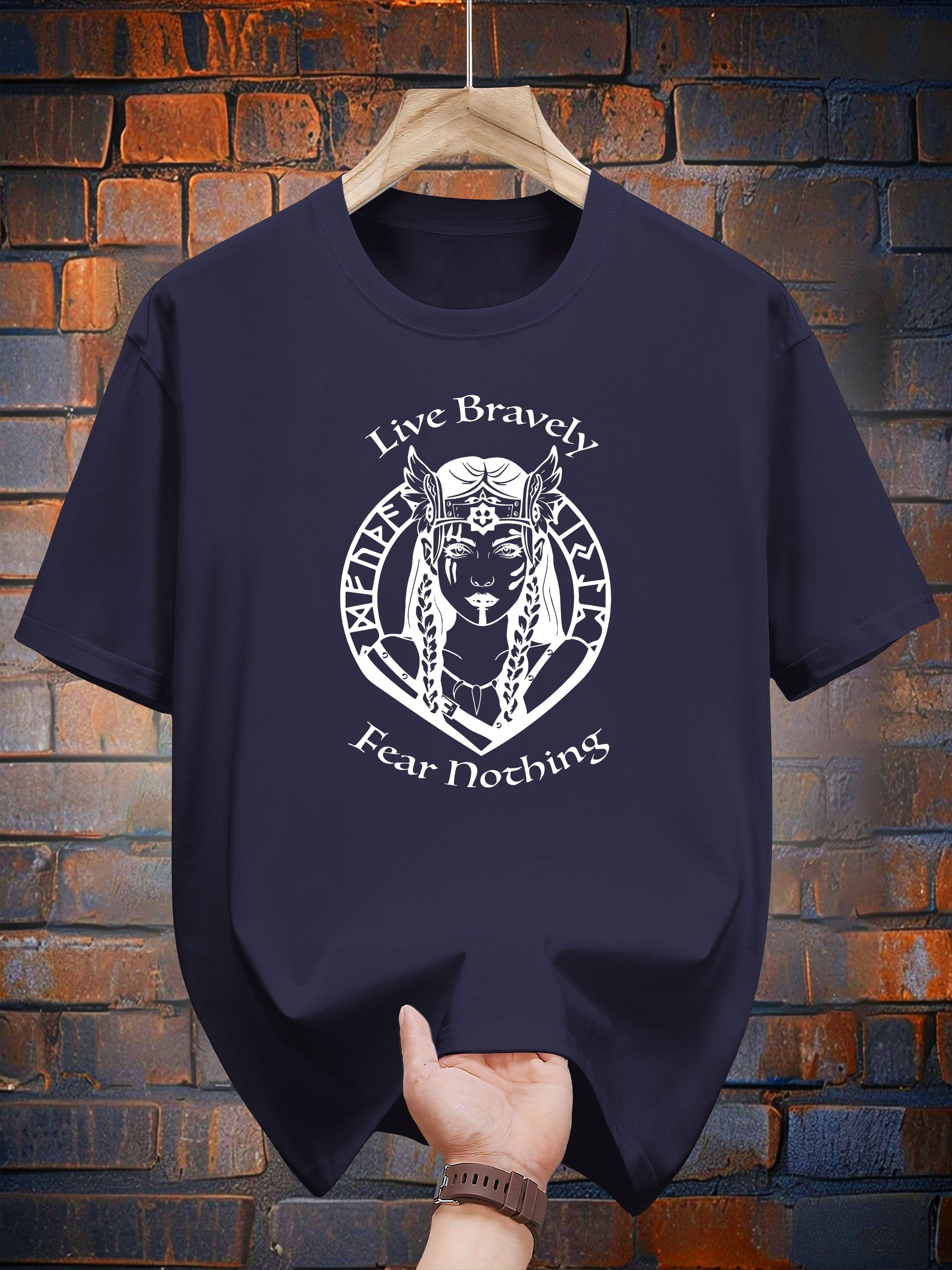 

200g 100% Cotton Print Short Sleeve T-shirt - Live Bravely XXL