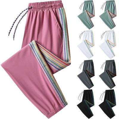Women's Casual Solid Colour Elastic Waist Straight Casual Pants With Pockets