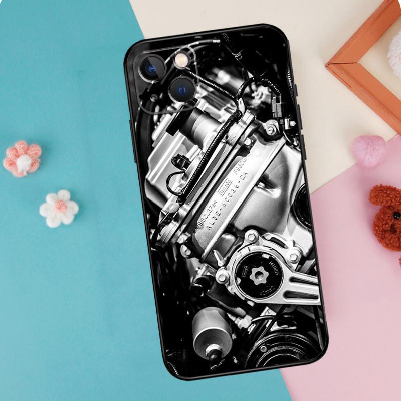 Mechanical Engines Phone Case For iPhone 16 15 14 12 11 13 Pro Max Plus Mini XR 16e Funda Silicone Back Cover