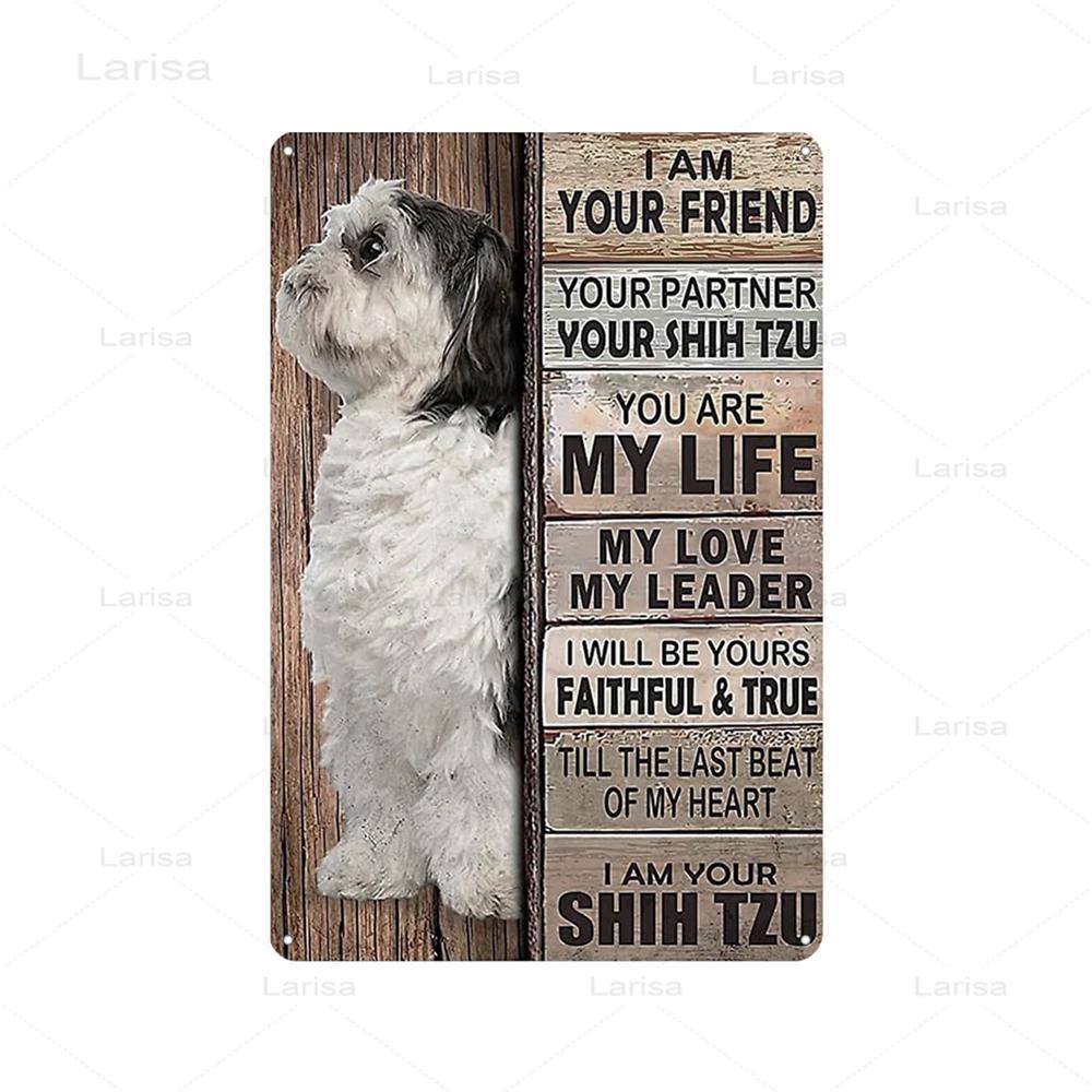 Funny Dog Metal Tin Sign I Am Your Friend Your Partner Metal Poster Cafe Living Room Bathroom Toilet Art Wall Decoration Plaque 20x30cm（7.8x11.8inch）