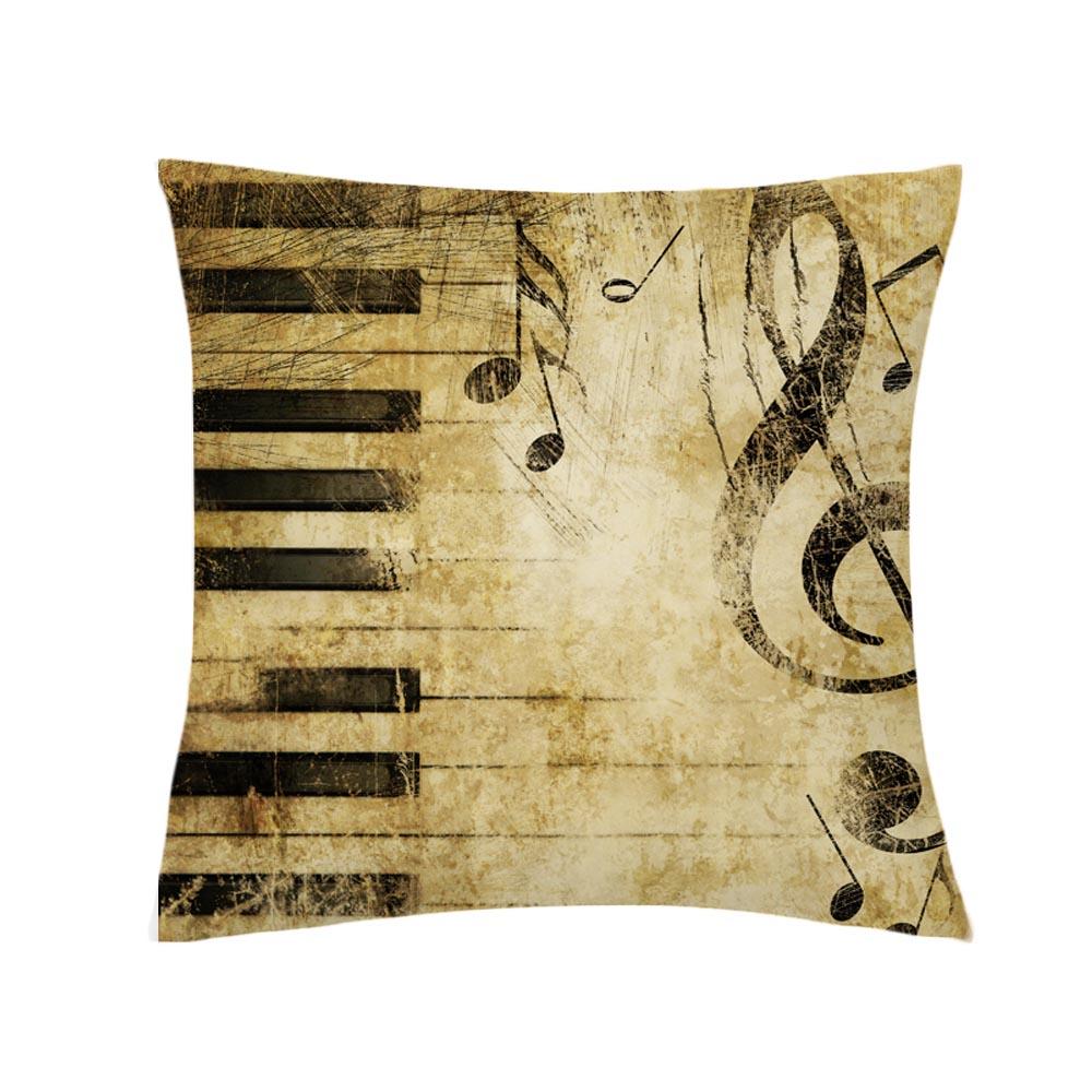 Retro Music Notes Double-Sided Printed Pillow Cover Short Plush Suitable Living Rooms Bedrooms Sofas Throw Cushion Cover