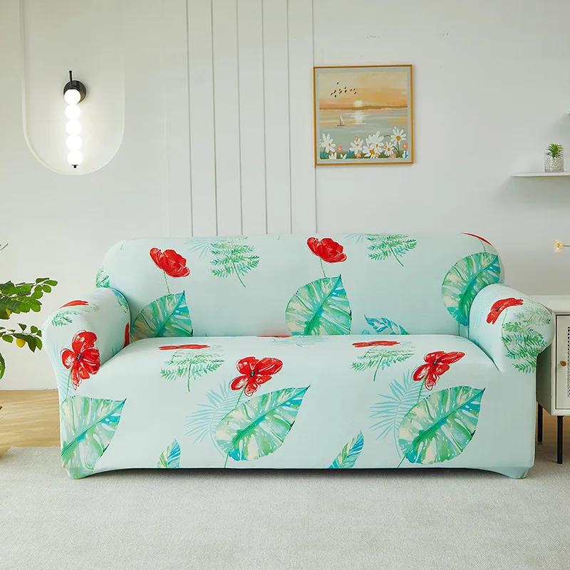 Armchair Corner Sofa Cover Leaves Stretch Sofa Cover Couch Cover Slipcovers Chaselong Protector for Pets and Kids Fully Wrap