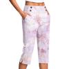 Women's Vintage Floral Print Button Pocket Trousers Slit High Waist Sports Yoga Casual Pants