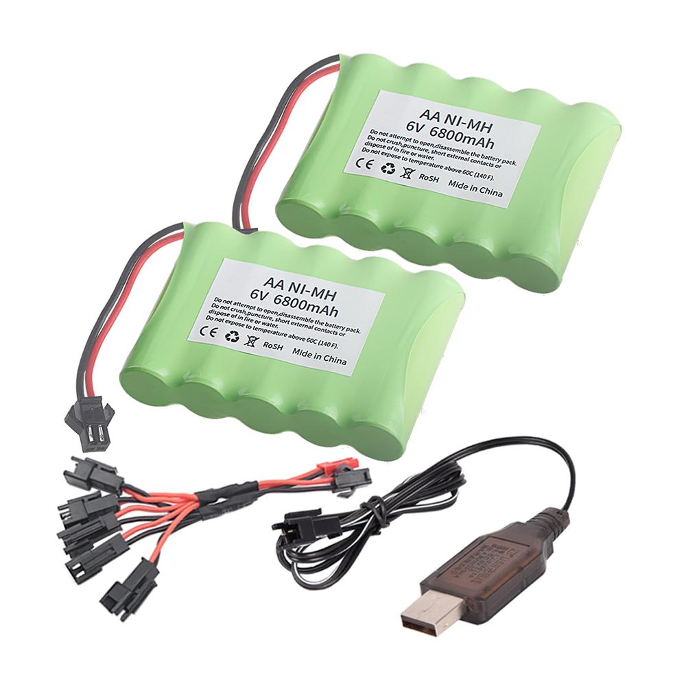 (SM PLUG) 6V 6800mAh NiMH Battery with USB Charger For Rc Toys Cars Tank Truck Robot Boats AA Ni-MH 6v Rechargeable Battery Pack
