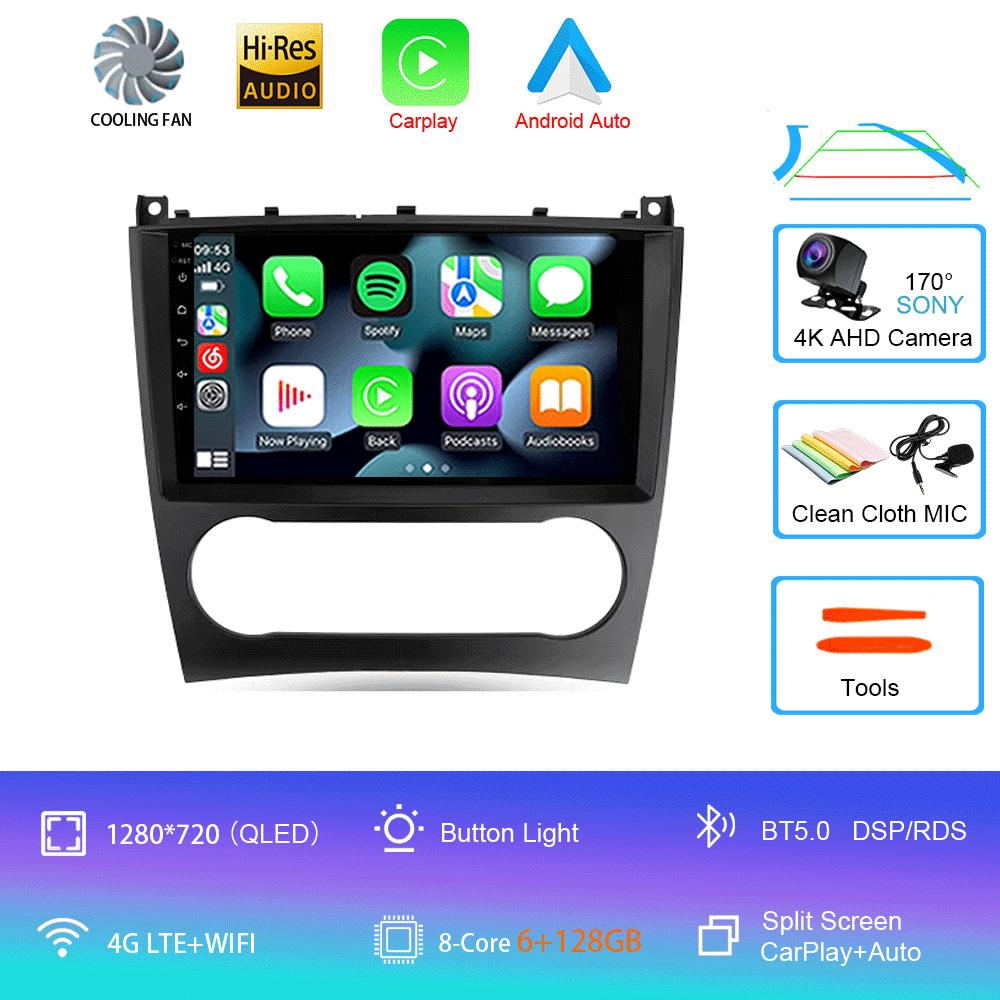 Radio auto Android 14 Carplay pentru Benz W203 W209 C180 C200 C220 C230 2004 - 2011, navigație GPS, player multimedia, wifi + 4G BT Auto