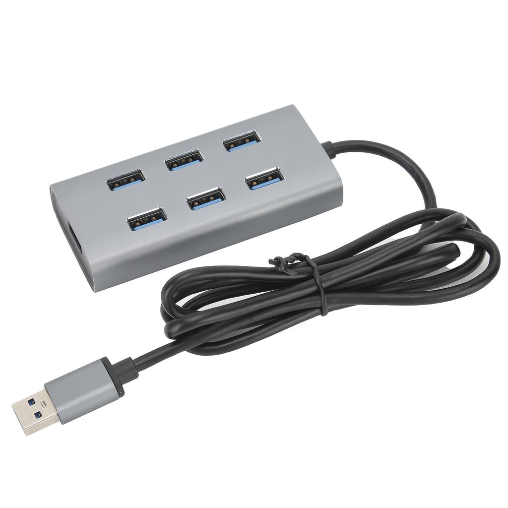 USB 3.0 Hub 7 Ports 5gbps Adapter Portable Aluminium Alloy Station for PC Laptop