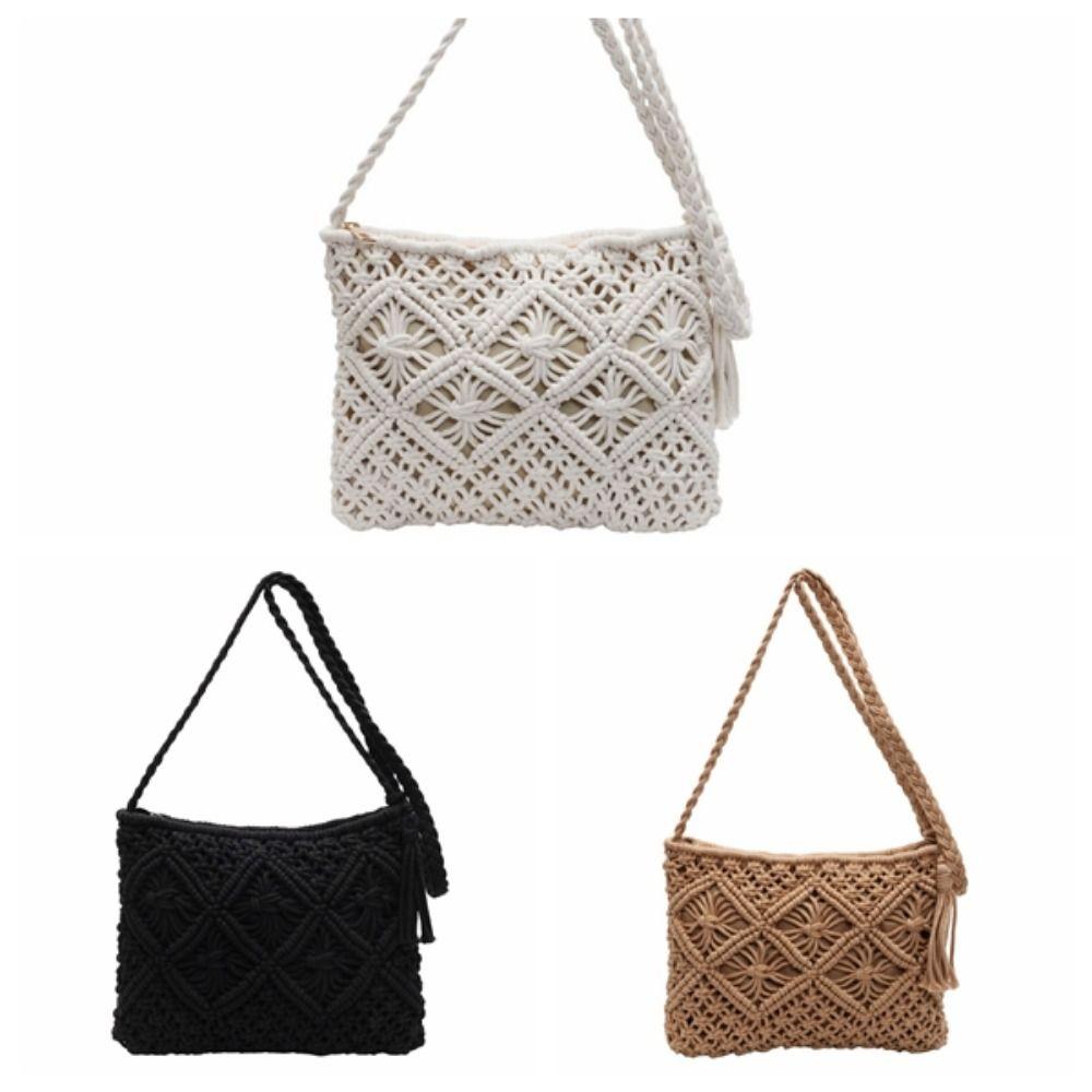 Korean Style Crochet Crossbody Bag Ethnic Style Ladies Underarm Bag  Travel