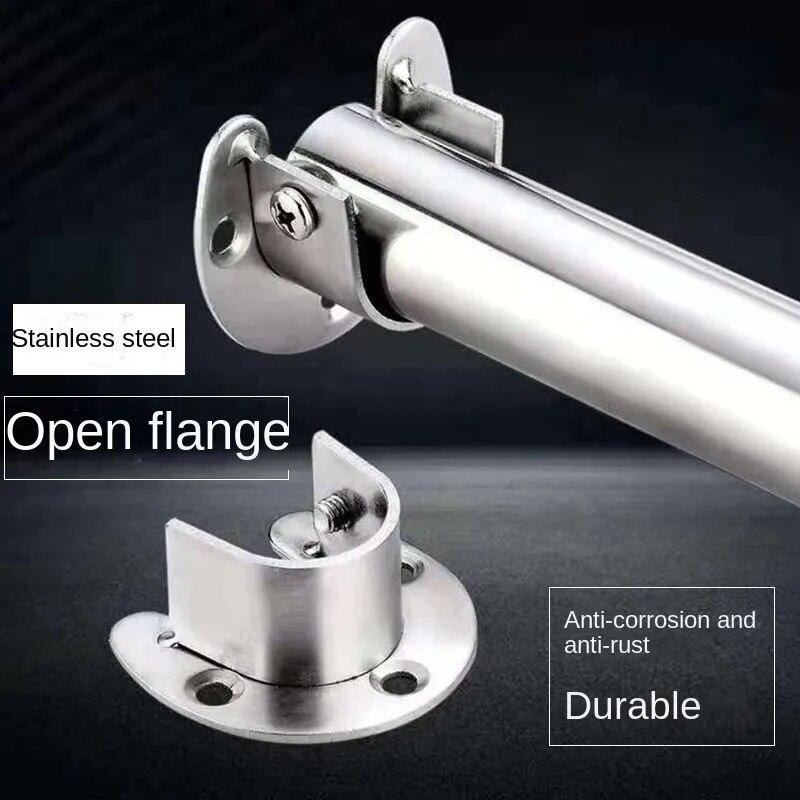 304 Stainless Steel Flange Seat Wardrobe Hanger Rod Fixing Hardware Accessories Curtain Rod Tube Hook Fixed Support Bracket Seat