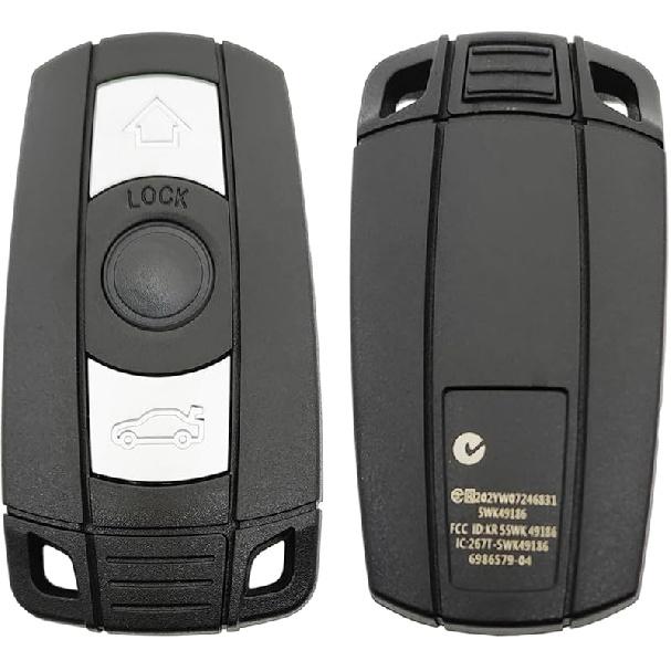 Replacement Keyless Entry Key Fob Case Cover Fit for BMW 1 3 5 Series X3 X5 X6 Z4 328i Z4 M5 M6 F10 F15 E90 E92 E93 Key Fob Shell (Silver)