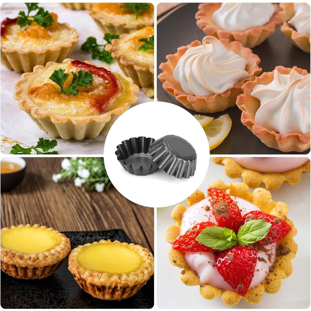 12 KS Formička na vaječné tartaletky z uhlíkové oceli Zesílená Květinová Forma na dorty Sušenky Nepřilnavá Forma na koláče Pizzu Košíček Rýhovaný Muffinek