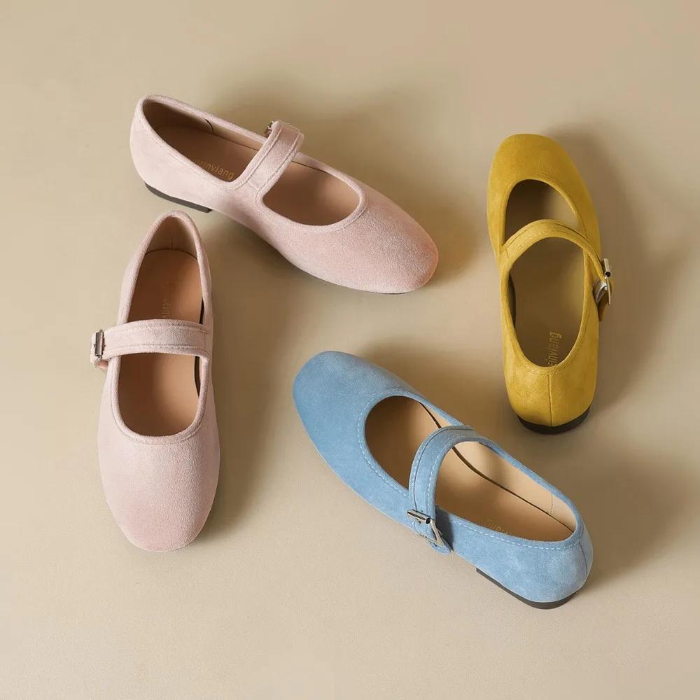 Women Flat Shoes French Retro Flat Bottomed Mary Jane Shoes Shallow Mouth Soft Sole Ballet Single Shoes Women Flats