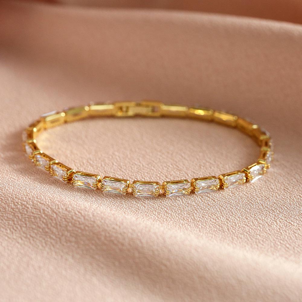 Rectangular Zircon Bracelet - Women's Korean Fashion - Simple Best Friend Jewelry