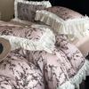 Tencel Cotton Bedding Four-piece Set Medieval Light Luxury Fashion Retro Chiffon Lace Printing Silky Smooth Quilt Cover Sheets