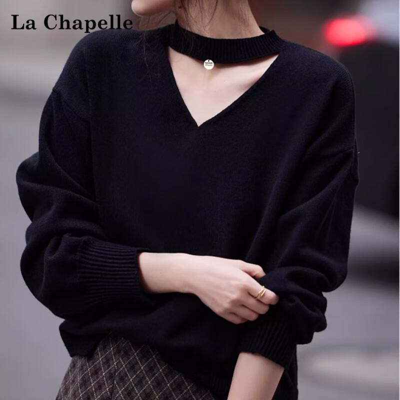 La Chapelle Women's V-Neck Long-Sleeve Knit Top