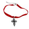 European & American Dark Style Velvet Choker with Hollow Cross Pendant